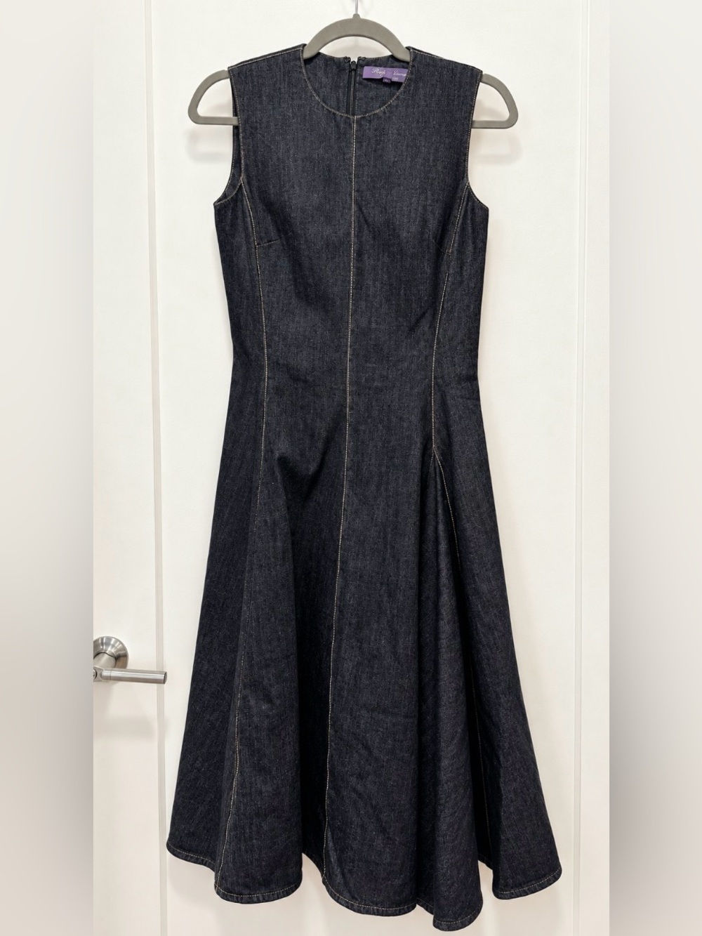 Ralph Lauren Purple Label Dark Denim Knee Length Sleeveless Dress Size 6